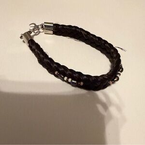 Braided Black Bracelet with Beads